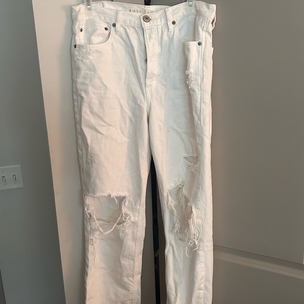 Women's Distressed White Jeans